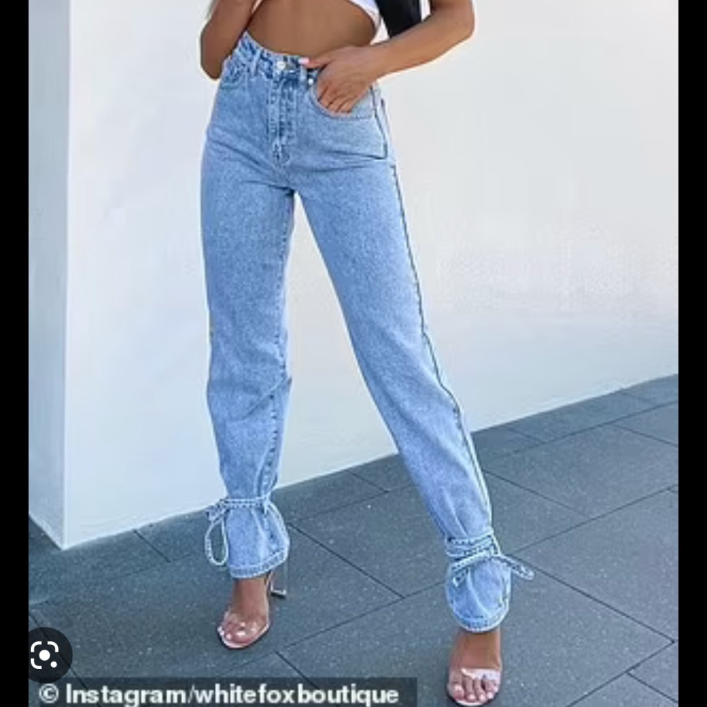 White Fox Boutique Tie Bottom High Waisted Jeans - Size Xxl (12) Brand New
